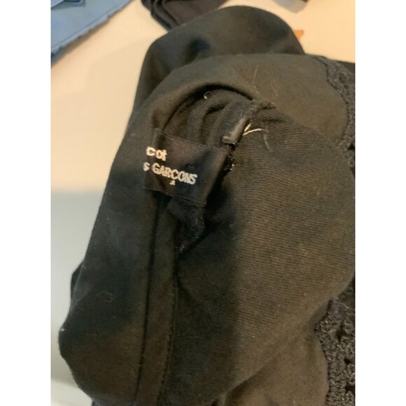 Comme Des Garcons tricot Black Short Sleeve Peter Pan Collar T-Shirt Lace Size S - Picture 7 of 8